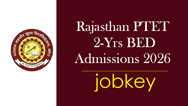 Rajasthan PTET 2 Years BED Online Form 2026-jobkey